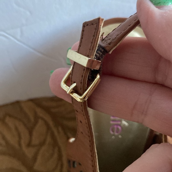 Connie NAKITA Cork Wedge woman’s sandal shoe tan brown leather upper size 7.5 🌹 - Picture 5 of 17